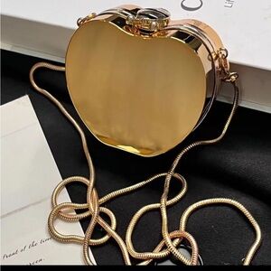 NEW Apple Acrylic Crossbody Bag Gold Mirror Mini Cocktail Party Purse